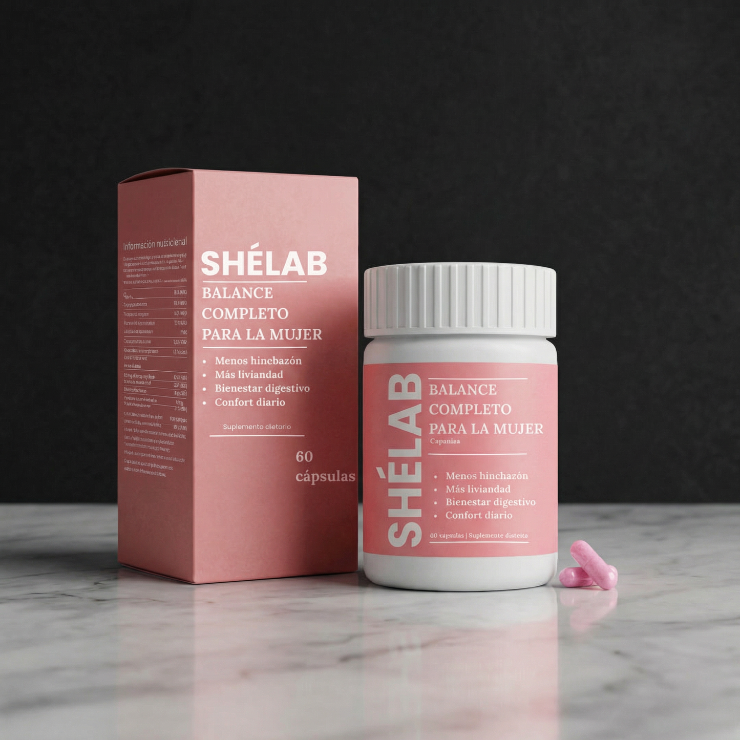 SHÉLAB® | Menos hinchazón y más liviandad | 60 cápsulas