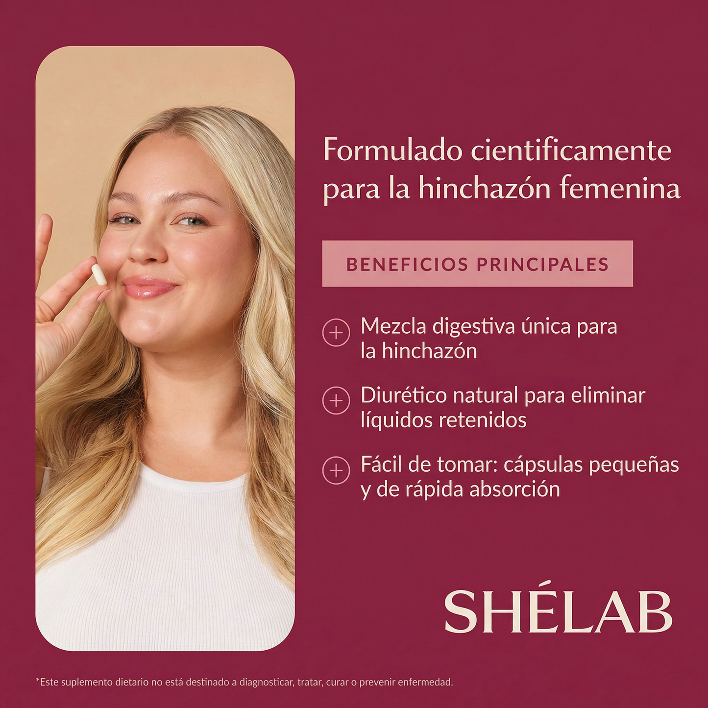 SHÉLAB® | Menos hinchazón y más liviandad | 60 cápsulas